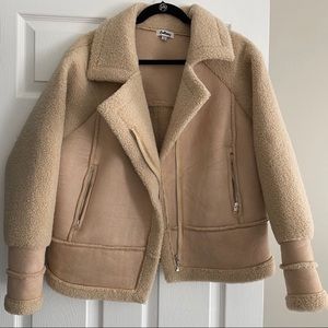 Red Berry Vegan suede and Sherpa Moto Jacket